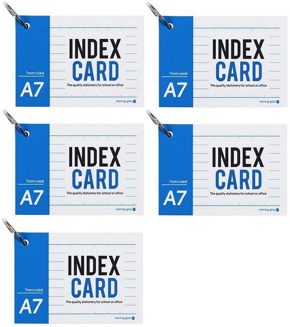 모닝글로리 2000 A7 유선 정보카드 항균 링 단어장, 5개