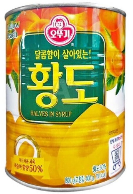오뚜기 황도캔 과일통조림 복숭아조림/백도/유치원/황도/가벼운/과일/맛있는/업소용/통조림, 6개, 800g