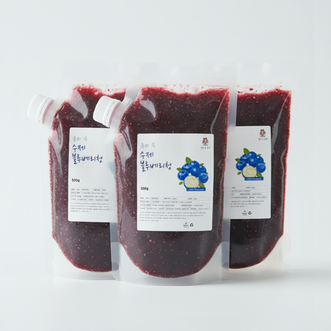 동화속 프리미엄 자일로스 홈카페 수제 블루베리청, 1개, 3개입, 500g