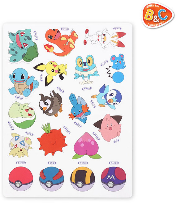 비앤씨 포켓몬스터 진화 자석놀이보드 기본 포켓몬, 혼합색상, 1개