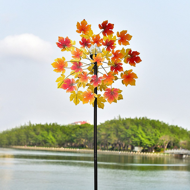 초대형 태양광 철제 정원 바람개비 관리 조형물 가꾸기 소품 야외 조명 마당 꾸미기 테라스 가로등, 03.노을빛잎새