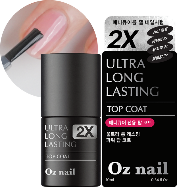 오즈네일 매니큐어 유지력UP 젤효과 울트라 파워 탑코트 10ml 1개, 투명