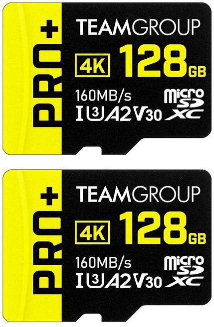 TEAMGROUP A2 Pro Plus 카드 128GB x 5팩 마이크로 SDXC UHS-I U3 A2 V30 닌텐도 스위치 게임 장치 태블릿 스마트폰 4K 촬영용 R/W, 128GB (2PACK), PRO PLUS A2 U3 V30