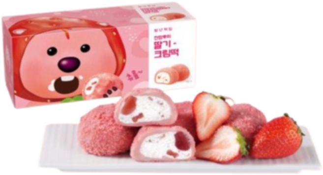 청년떡집 딸기크림떡 1박스 (6개입) 찹쌀떡 크림떡 쥴레 디저트 간식 떡선물