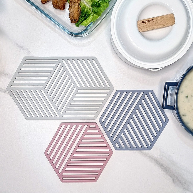 엘라다이닝 국내제작 두께감있는 실리콘 냄비받침, 1개, 세트_블루+그레이