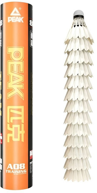 피크 PEAK A08 배드민턴 셔틀콕 거위털 최고급형 1타, 화이트, 1개, 12개입