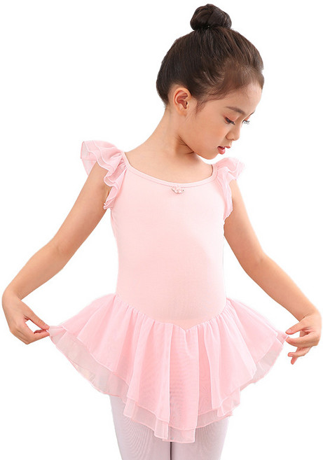 키즈 유아 아동 어린이 여아용 프릴 레이스 반팔 발레복