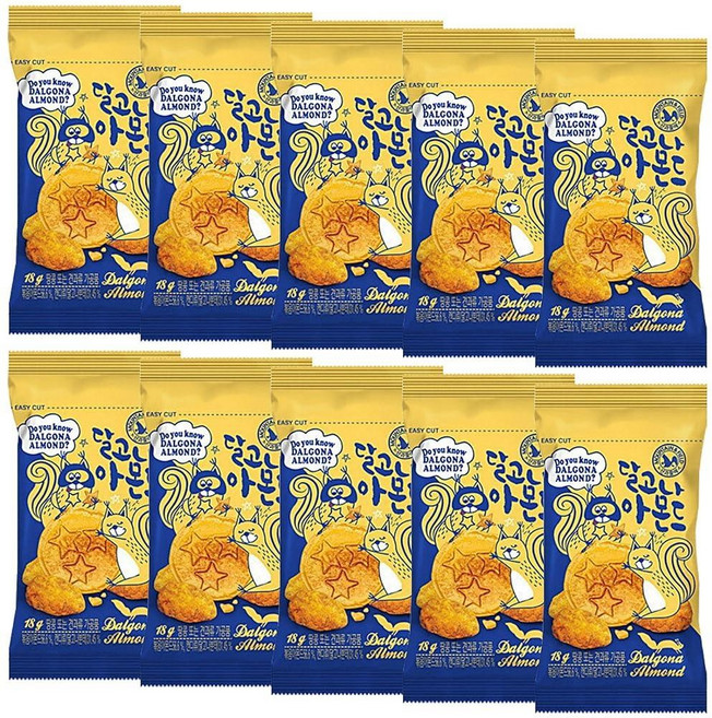 LENITH 달고나 아몬드 스낵 맛있고 바삭한 질감 | 한국 기념품 (17.9g(0.6온스)/팩 | 10개 팩), 17.9g