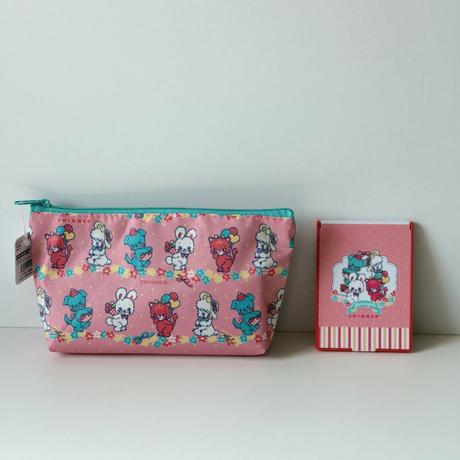 HARUH 스위머 거울&파우치 세트, 핑크