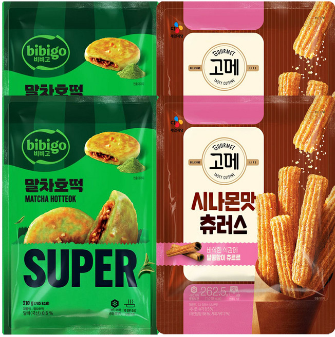 CJ 말차호떡+시나몬맛 츄러스, 2세트, 210g