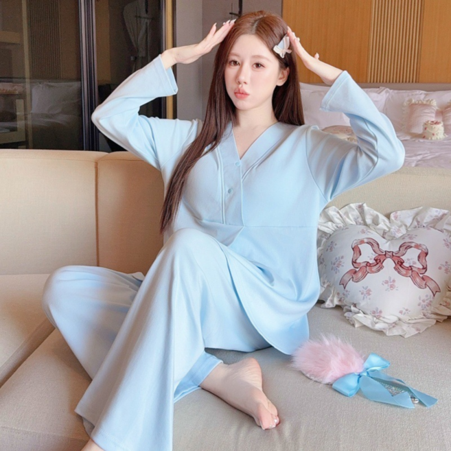 마마앙 수유복 수유잠옷 세트 임산부 가슴패드 홈웨어 임부복 빅사이즈