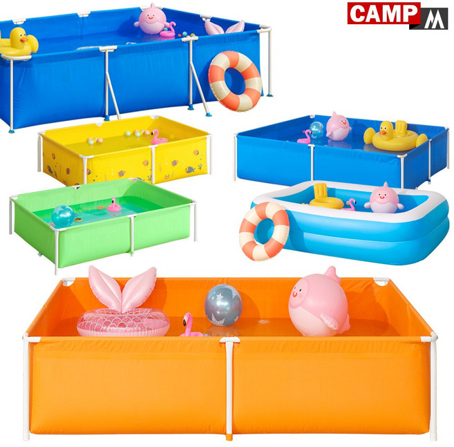 캠프엠 (여름방학 풀장컬렉션) 유아 물놀이 컬러 풀장 베란다 아기 볼풀장 교회 키즈카페 단체 수영장 패밀리 사각풀 에어 사각 프레임 워터 이동식 조립식 #collec65970Ap6, 캠프엠 대형 풀장, 1개