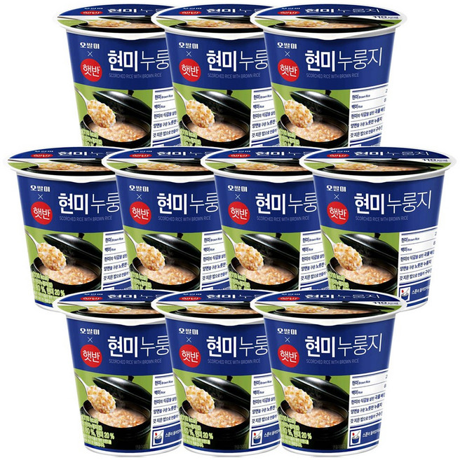 오쌀미 햇반 현미 컵 누룽지 30g, 10개