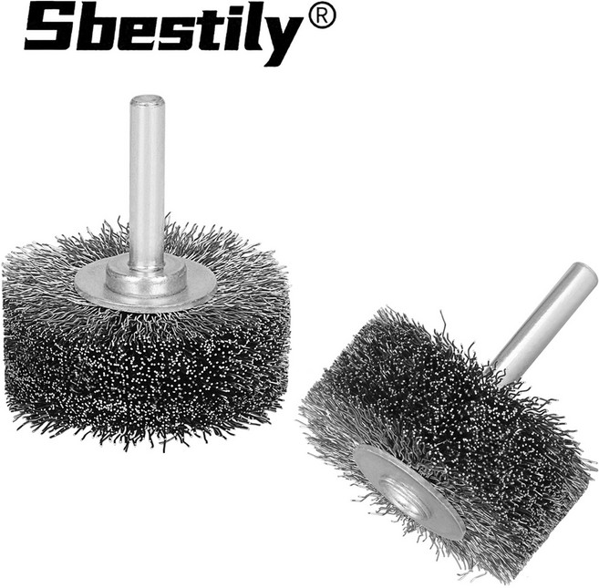 T형 휠 브러시 2인치 강철 브러시 (전동 드릴용 회전 공구) - 녹 제거 용접 후 정리 강판 연마, 2개
