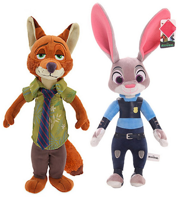만화 애니메이션 영화 Zootopia 플러시 폭스 닉 와일드 토끼 Judy Hopps 인형 동물 크리스마스 선물, 38cm 2pcs set