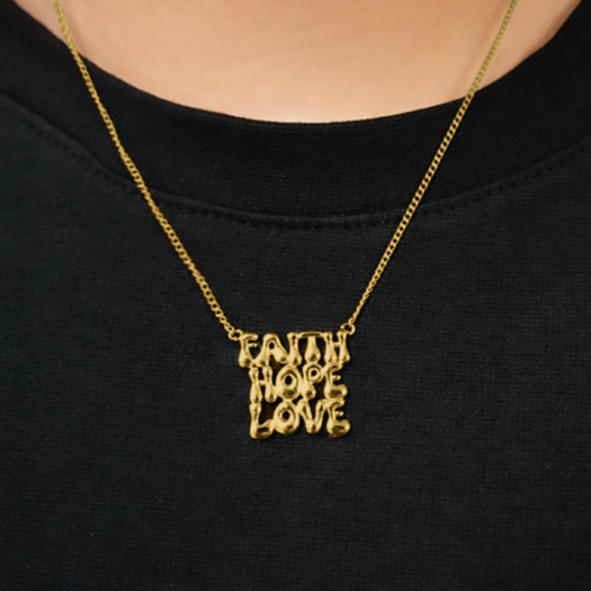 엘라스자 써지컬스틸 영문 레터링 메시지 팬던트 이니셜 목걸이 (실버/골드)