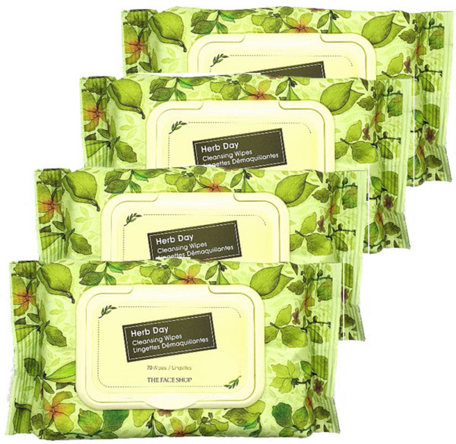 1+1+1+1 더페이스샵 허브데이 클렌징 티슈(), 4매입, 4개