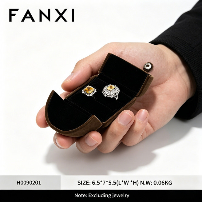 FANXI 벨벳 커플 반지 상자 더블 반지 케이스 귀걸이 목걸이 팔찌 긴 사슬 선물 포장 상자 결혼식 부모님 여자친구 다이아몬드 보석 1세 선물 고급 보관함 프로포즈 백일반지, 1개, H0090201더블 링 박스