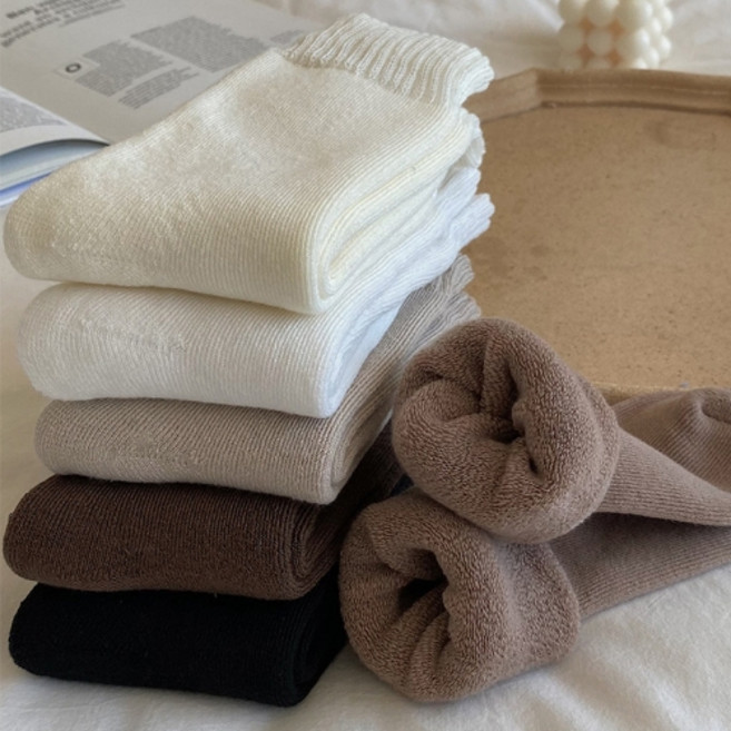 멜로마시 벨벳 무지 패션 보온 양말 6종 세트