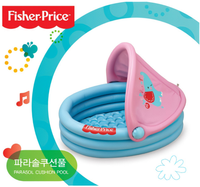 피셔프라이스 파라솔 쿠션풀 자외선차단 햇볕가리개 유아풀장 어린이 물놀이 기구, 1개