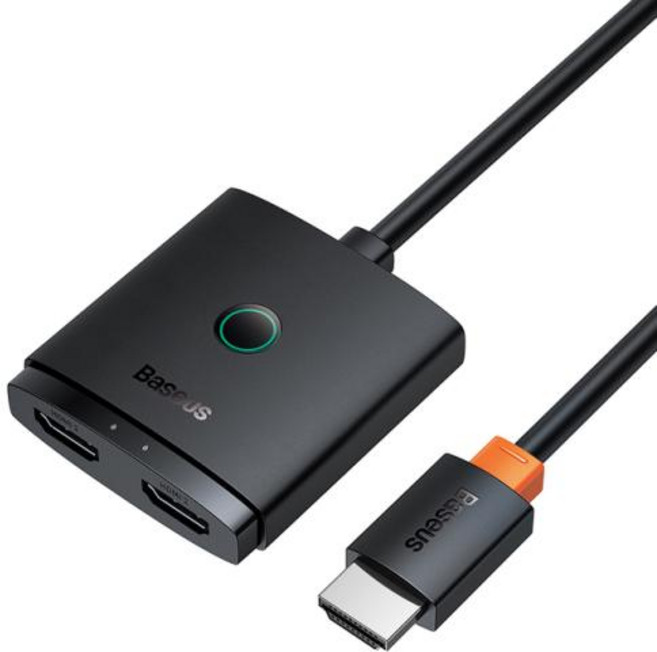 MATRIBOX2 Baseus HD 스위치 HDMI 호환 분배기 양방향 케이블 어댑터 내장 PS5 PS4 플레이스테이션 TV 박스용 4K 60Hz 1x2 2x1, 1개, 2) with 1m cable