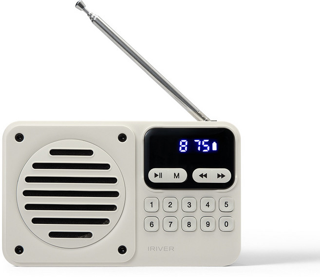 2025년 8월출시 신제품 휴대용 라디오 스피커 아이리버 IRS-C101 블루투스 MP3플레이어 FM라디오 배터리내장, 아이보리