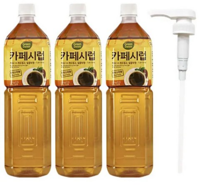 대상 카페시럽 1.5L 3개 + 시럽펌프