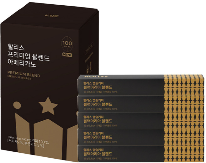 [할리스] 프리미엄 블렌드 아메리카노 100T + 캡슐커피 블랙아리아 50캡슐