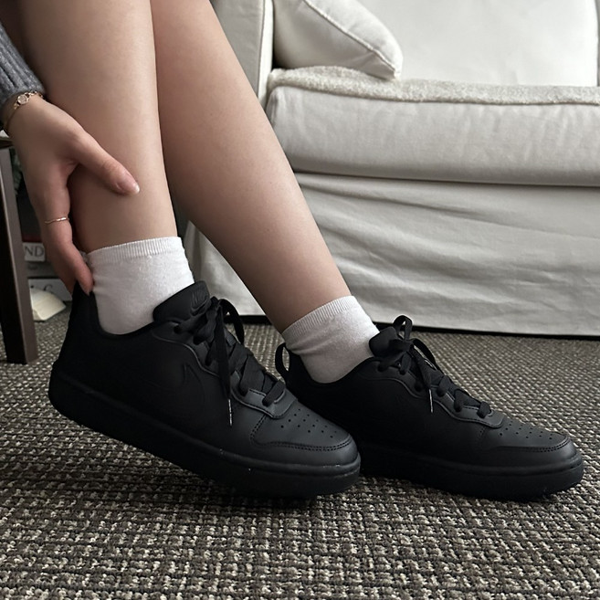 나이키 주니어 코트버로우 225~250 패션 운동화 올블랙 리크래프트 발편한 키즈 여성 스니커즈 데일리 학생 신발 [국내매장판/AS가능]