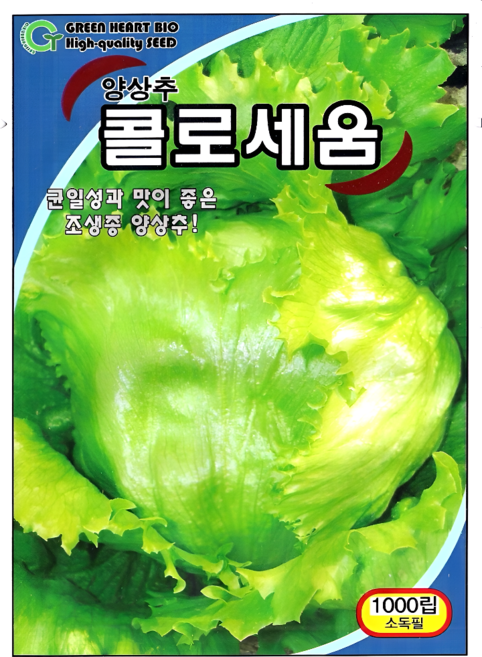 그린하트바이오 콜로세움 양상추 씨앗 아이스버그 종자 결구 샐러드 상추 텃밭 채소 1000립 그린하트, 1개