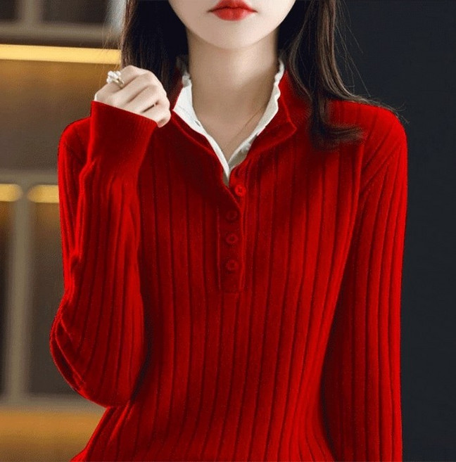 [쉬즈본] 요마폴라상의 컬러풀 포인트 니트상의