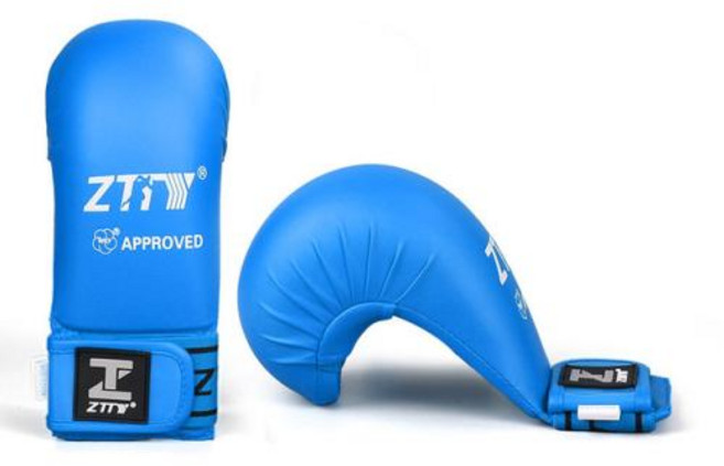 글러브 ZTTY 가라테 장갑 엄지 두꺼운 모델 전문 핸드 가드 성인 복싱, 2) Blue, 1개
