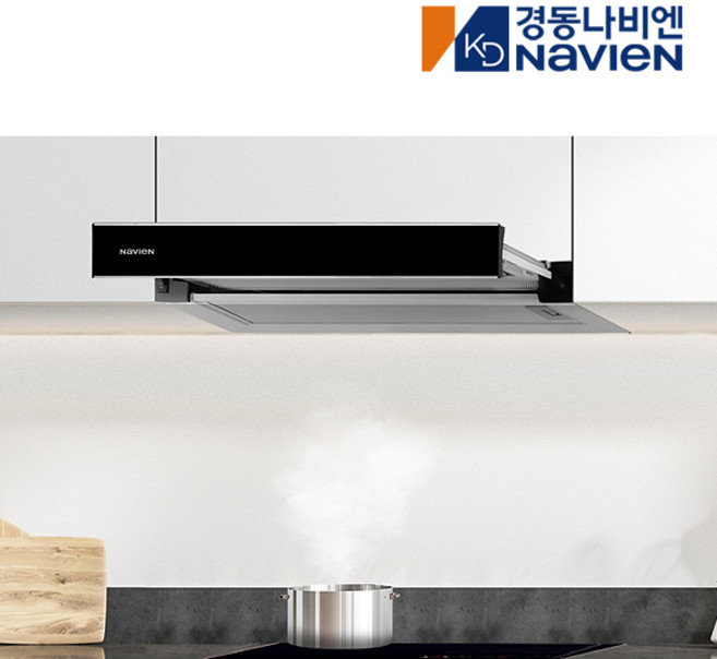 경동 나비엔매직 600장용 가스레인지/전기레인지용 주방 렌지 후드 2단 슬라이드 RGS150-PAB, 고객직접설치, 블랙
