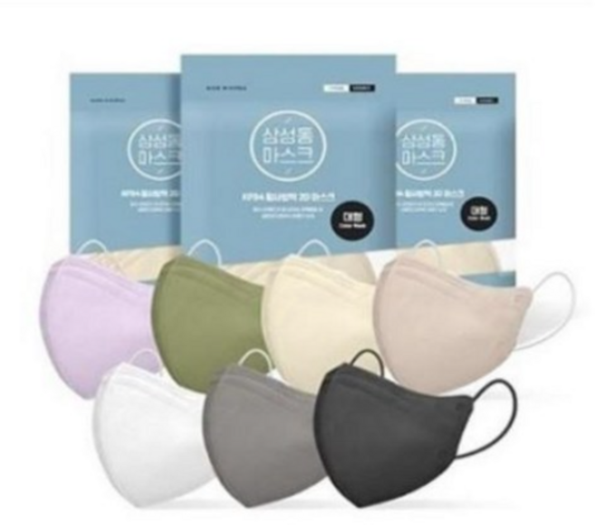 삼성동마스크 KF94 2D 새부리형 마스크 대형 100매, 삼성동 KF94 100매 카키