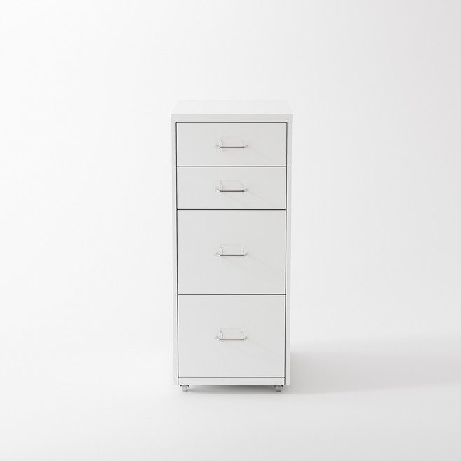 비유가구 Helmers 4개 실버 손잡이 큰 서랍장 수납, 5단, 흰색