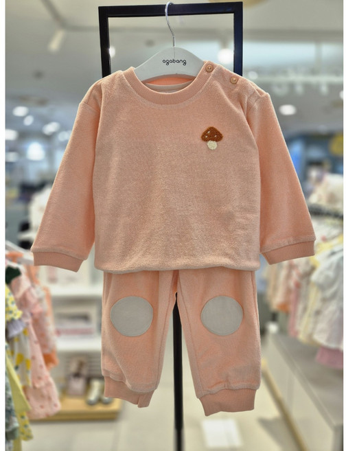 동아쇼핑점 아가방 #빠른선택# 빠른선 여름 유아 공용 상하복세트 일상복/ 타올지느낌/버섯 무릎빵포인트/ 제인테리상하