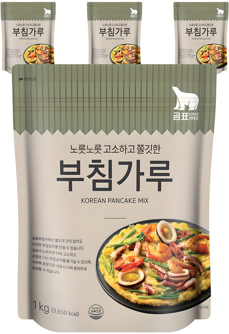 곰표 노릇노릇 고소하고 쫄깃한 부침가루, 1kg, 4개