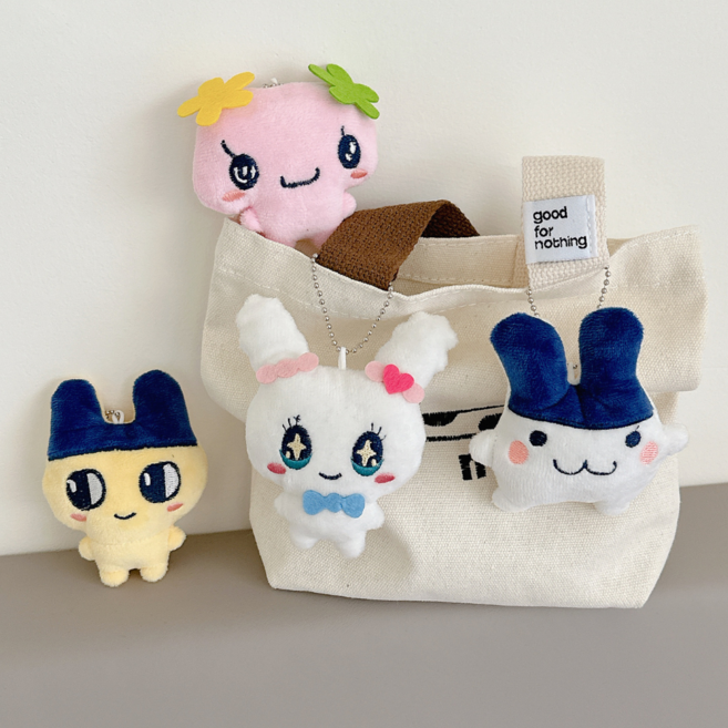 Sparxio 마메치 굿즈 인형 키링 다마고치 열쇠고리, 4개, 혼합