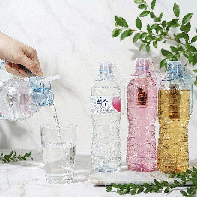 생수병 페트병 손잡이 홀더 1.5L 2L 공용 차거름망 2세트, 투명