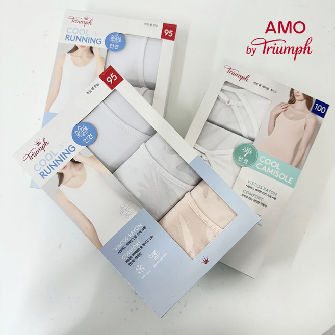 아모 트라이엄프 여성용 인견 런닝 끈나시 캐미솔3p