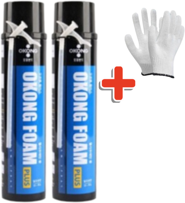 오공 우레탄 가정용 폼 스트로우 타입 2개 + 면장갑 세트, 2세트