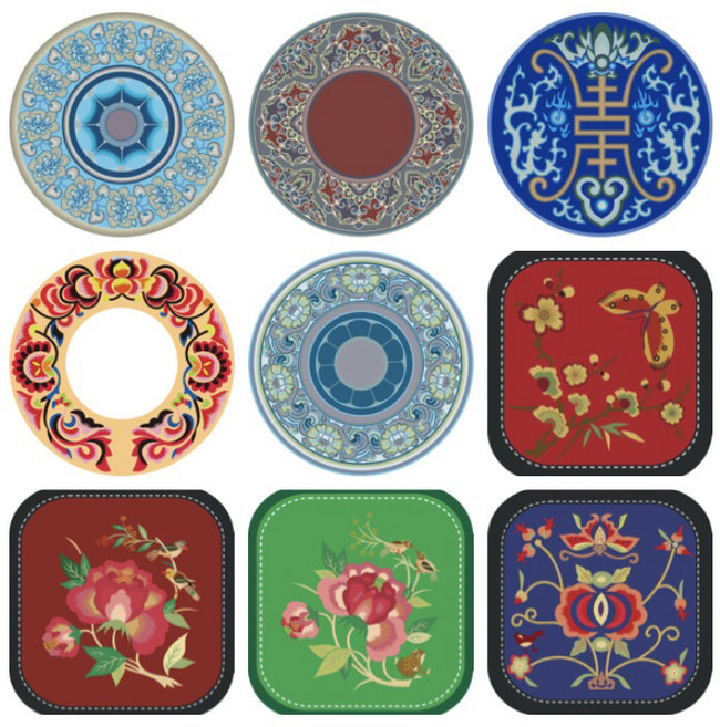 古代刺繡圖案向量素材 60款