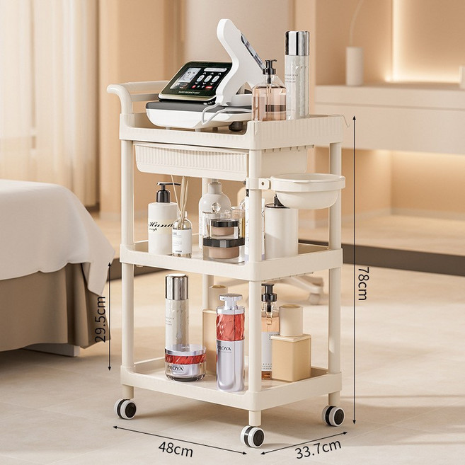 미용실 카트 선반 핸드카 가정용, 크림색