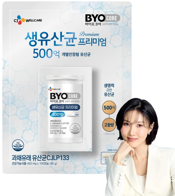 500억 부자유산균 CJ 바이오코어 프리미엄 식약처 인정 피부면역, 100정, 1개 - 쿠팡