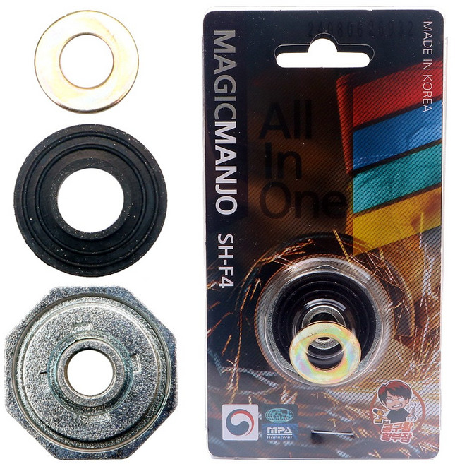 국산 4인치 그라인더 용 원터치 매직 마술 만조 휠와샤 휠와셔 계양 보쉬 스틸포스 3M 규격 13mm 휠 마술만조 매직만조 디스크 플랜지 어댑터 D15 D16 공용 목공용 철공용, 1개