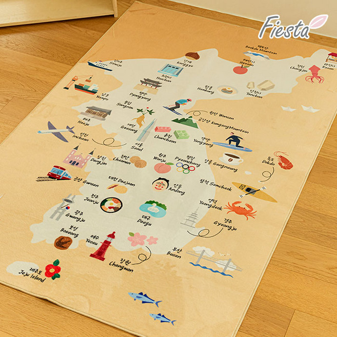 피에스타 키즈룸 러그 한국지도