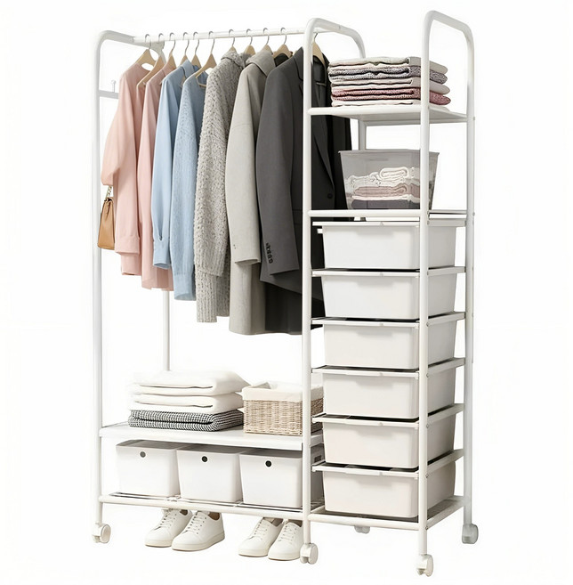 MeFun 서럽형 수납행거 대용량 옷걸이 옷장 이동식 행거 튼튼한 탄소강, 화이트