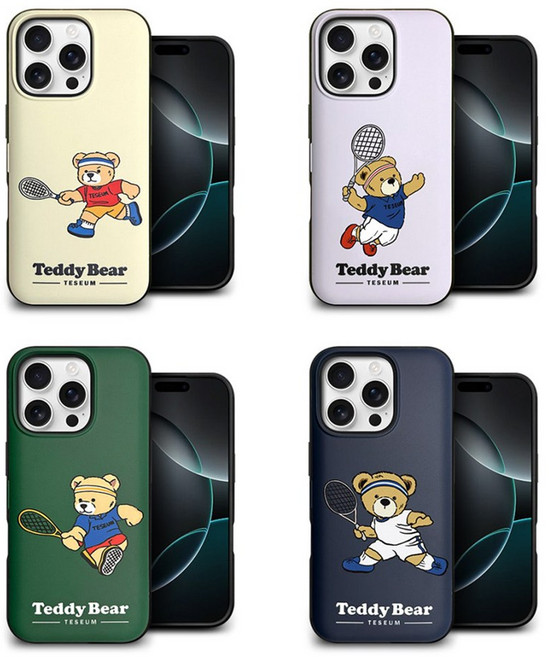 갤럭시노트10플러스 N976 - 테디베어 테니스 스쿼시 도어범퍼 카드수납 핸드폰 케이스