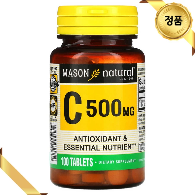 메이슨내츄럴 비타민C 500mg 100정, 1개 - 쿠팡