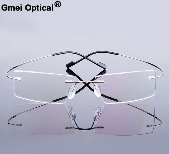 Gmei 광학 패션 무테 안경 프레임 메모리 합금 안경 처방 초경량 유연한 프레임 9 색 t8089, c3, 1개